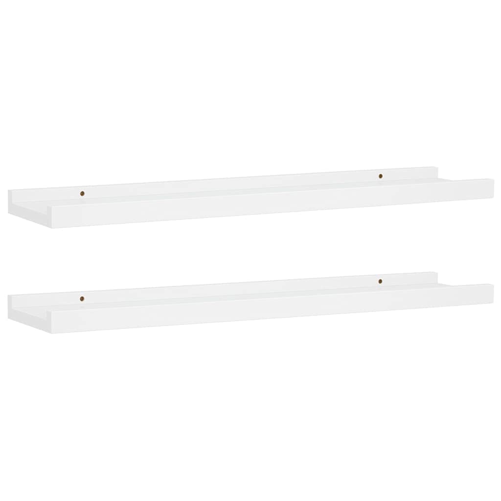 Mensole per Quadri 2 Pezzi, Scaffali da Parete in MDF Bianco, Design a U con Bordo Anticaduta per Cornici e Decorazioni, 60 x 9 x 3 cm