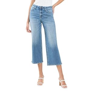 Flying Monkey High Rise Crop Wide Leg Jeans Medium Blue
