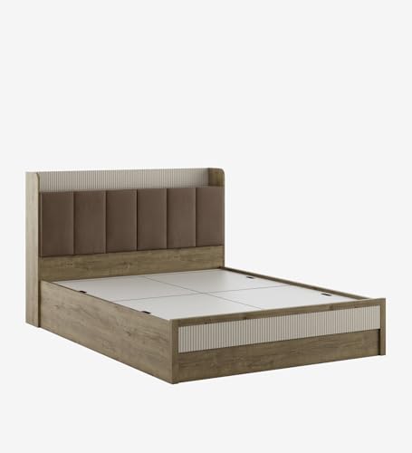 Image of Spacewood Gloria Bed | Queen Size (78 X 60) Engineered Wood Bed with Box Storage| 3 Year Warranty | Modern Design | Sebastain Oak