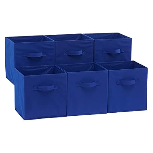 Amazon Basics Cubos de almacenamiento de tela plegables con asas, 26,6 x 26,6 x 27,9 cm, color azul marino, paquete de 6 unidades | Ya disponible en tu tienda friki favorita! En mundofriki.es!
