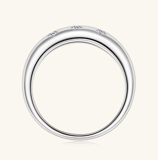 JIHANNA 7 Stone Moissanite Rings for Women Bezel Set Wedding Bands Sterling Silver Rings with D Color VVS1 Moissanites Anniversary Rings for Her - Image 3