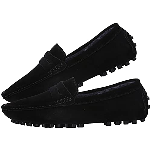 Image of ANUFER Men's Suede Leather Penny Loafers Comfort Driving Shoes Moccasin Slippers