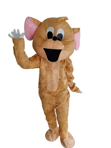 Image of BookMyCostume Buy Jerry Cartoon Mascot Costume for Theme Birthday Party & Events | Adults | Full Size Adults, Brown