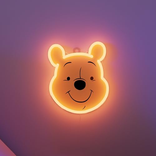 YELLOWPOP Enseigne néon pour décoration murale, Disney Winnie l'ourson (visage) – Lumières LED écoénergétiques pour mur de chambre à coucher, facile...
