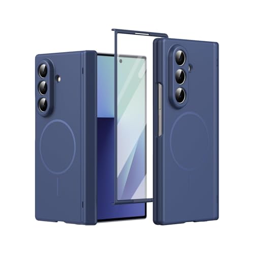 Coque Samsung Galaxy Z Fold 7 Antichoc Rigide PC avec Écran Intégré Bleu Magnétique