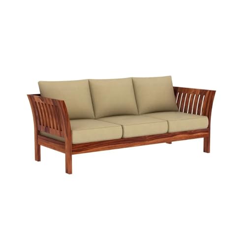 Image of Solid Sheesham Wood 5 Seater Sofa Set for Living Room | 5 Seater Sofa Set | Stylist & Comfact Sofa Set for Home Decor | (Teak Finish2, 5)