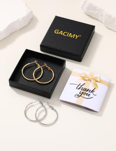 Image of Gacimy Gold Hoop Earrings for Women, 14K Gold Plated Thin Hoops