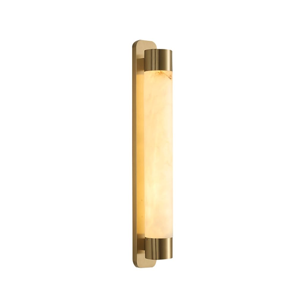 HUAYUSEDF Alabaster Wall Sconce-25.98IN Cylinder Bathroom Vanity Lights Modern Mirror Front Spanish Marble Lamps Luxury 3000K Hardwired Stone Sconce Lamp for Hallway Porch