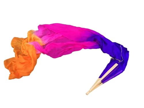 Abanico de seda para danza del vientre, accesorio largo y bandera de alabanza