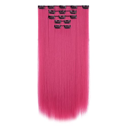 HSPJHTM Dark Pink 22" Clip-in Hair Extensions 5PCS