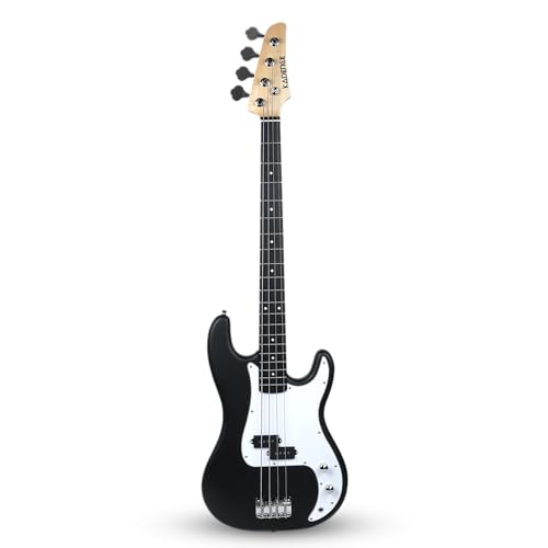 Image of Kadence PBBK Tennessee 46.5 inch Electric Bass Guitar (P-Style) | Solid Poplar Wood Body, Maple Neck | Split-Coil Pickup | Fixed Bridge | Gig Bag + Cable | Matte Black
