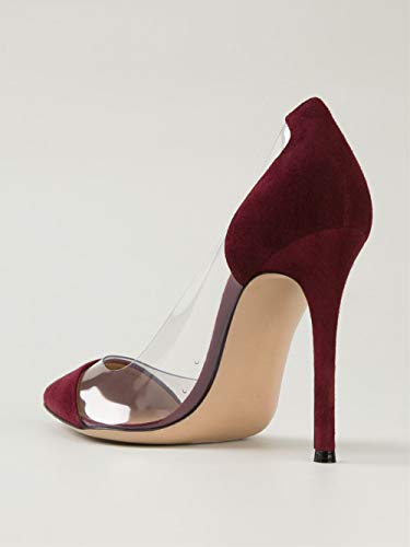 Eldof Women Pointy Toe Pumps, 4 inch Transparent High Heels Pumps,Classy Party Dress Wedding Office Pumps Shoes2