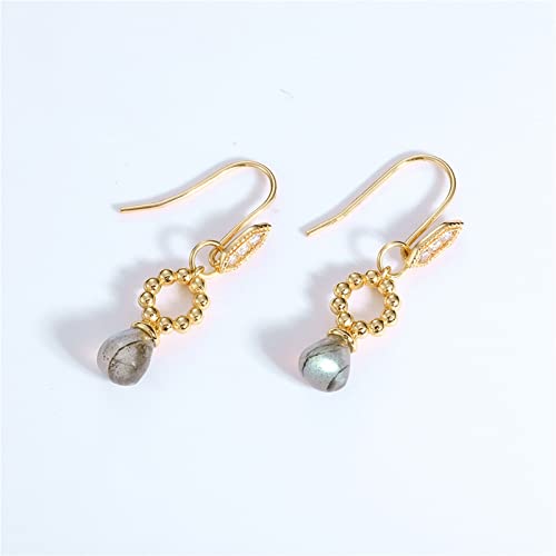Pendientes de plata 925 hipoalergénicos con labradorita natural 3