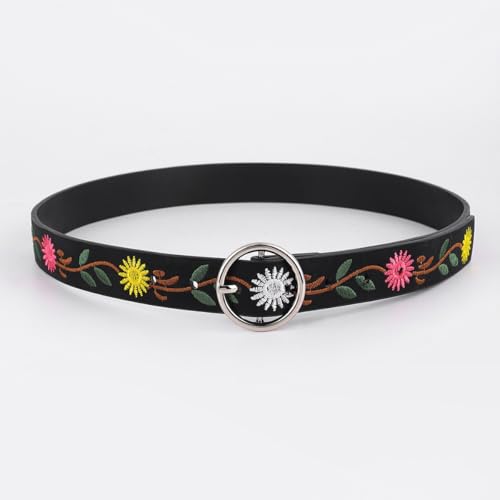 Vintage Belts for Women Embroidered Floral Belt Leather Waist Country Western Cowgirl PU Belt for Dresses Jeans2