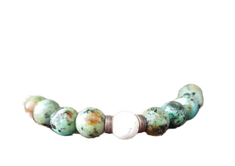 Bracelet turquoise africaine 8mm extensible pour équilibre et chance