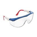 MCR Safety TK130 Tomahawk Safety Glasses with Clear Scratch-Resistant Lens and Colored Frame, Standard, Red/White/Blue