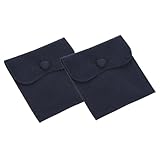 PATIKIL 4x4" ベルベット宝石ポーチ 2個セット ベルベットポーチ スナップボタン 宝石収納バッグ プレゼントポーチ イヤリング ブレスレット ネックレス リング 時計 用 ダークブルー