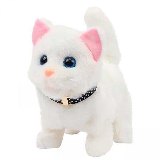 ACROWN Hopping Walking cat Toy with Sounds, Jumping Kitty Wiggling Ears, Twitching Mouth and Nose, Educational Interactive cat Toy for Baby Kids (White)-image-38