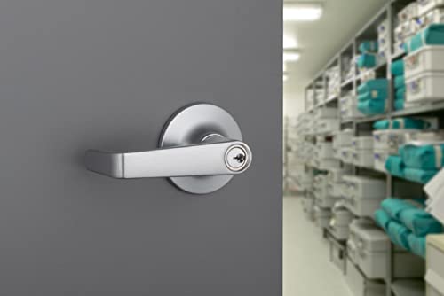 Image of BRINKS Commercial - 4-Pack Light Duty Keyed Door Entry Storeroom Lever, Satin Chrome Finish - Meets ANSI Grade 2 Standards and is ADA Compliant