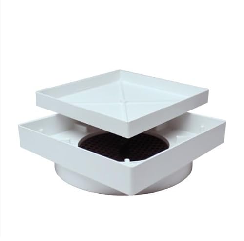 Ralo Oculto Quadrado para Piso, 15x15cm, Branco, com Tampa Removível, WD