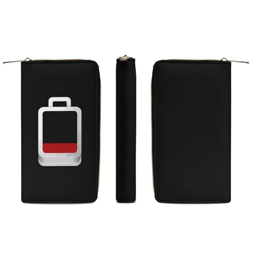 Low Battery Wristlet Wallets for Men Women Leather Purse Clutch Cute Card Holder3