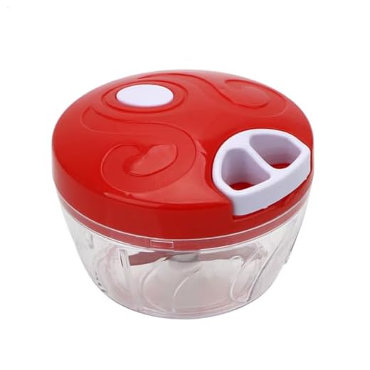 Mini Processador Triturador Mixer De Alimentos Manual 500ml 3 Lâminas Para Alho, Cebola, Legumes, Moedor De Carnes Utensílio De Cozinha Nas Cores Vermelho Ou Cinza LINHA PREMIUM (Vermelho)