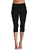 Kotii Women's Summer Soft Capri Leggings Plus Size Crop Leggings Stretch Tights Pants,Black,Fits L