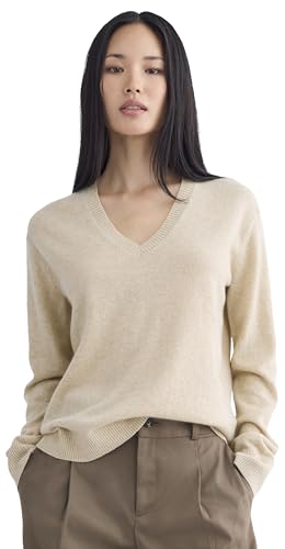 Everlane - The Classic V in Cashmere - Heather Light Camel M