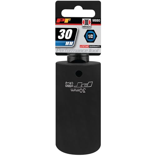Image of Performance Tool M880 1 /2 Drive 6pt Deep Impact Socket, 30mm - Chrome Vanadium Durability for Heavy-Duty Automotive Repairs