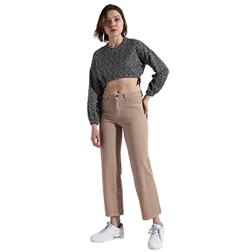 Image of Campus Sutra Women's Regular Fit Tops (SUMCS23 CSWAWCT53002 Grey S)