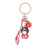 [TEHAUX] 和風人形キーホルダー 桜鈴付き耐久性素材 軽量コンパクトバッグチャーム 母の日やクリスマス に