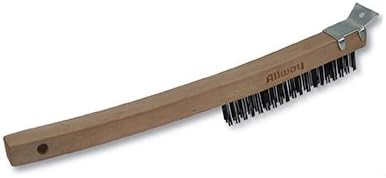 Allway WBS319 Wire Brush with Scraper, Curved Wood Handle, 3 x 19 Rows - Quantity 6