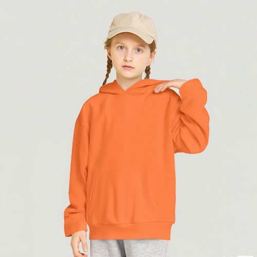 Girls Oversized Hoodies Long Sleeve Loose Hooded Sweatshirts Casual Basic Solid Color Pullover Tops for 4-14 Years4