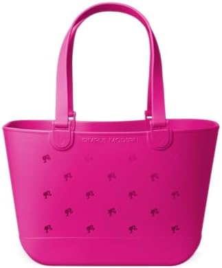 Simple Modern Mattel Large Beach Bag | Waterproof Getaway Rubber Tote with Zipper Pocket for Travel, Pool, Boat, Groceries, Sports | Barbie