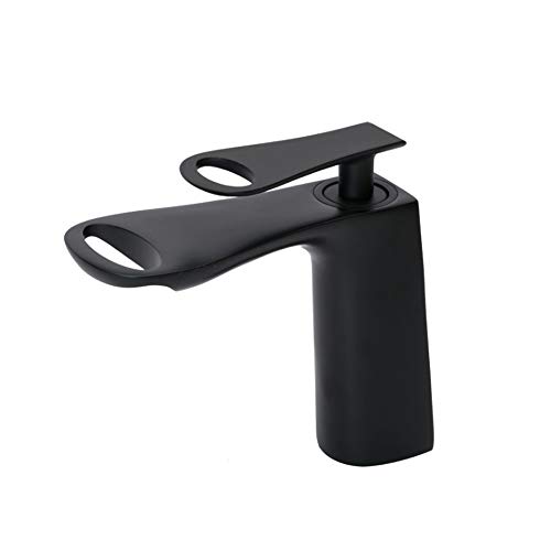 Robinet de salle de bain noir en cuivre pur pour lavabo moderne