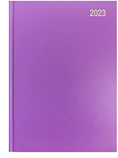 2023 A5 Diary Week To View Hardback Casebound Cover Diary with Full Saturday & Sunday Page Ribbon Marker WTV Year Planner for Business, Office, Home, Traveling, Appointments (Purple)