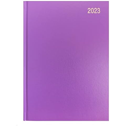 2023 A5 Diary Week To View Hardback Casebound Cover Diary with Full Saturday & Sunday Page Ribbon Marker WTV Year Planner for Business, Office, Home, Traveling, Appointments (Purple) Cover
