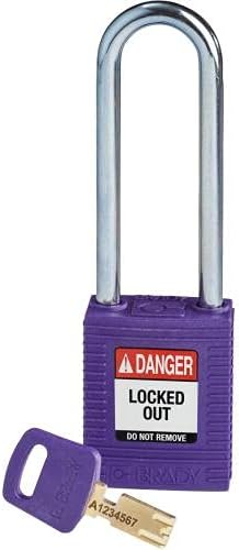 Brady NYL-PRP-76ST-KD, 150233 Nylon Lockout Padlock, Purple (Pack of 10 pcs)