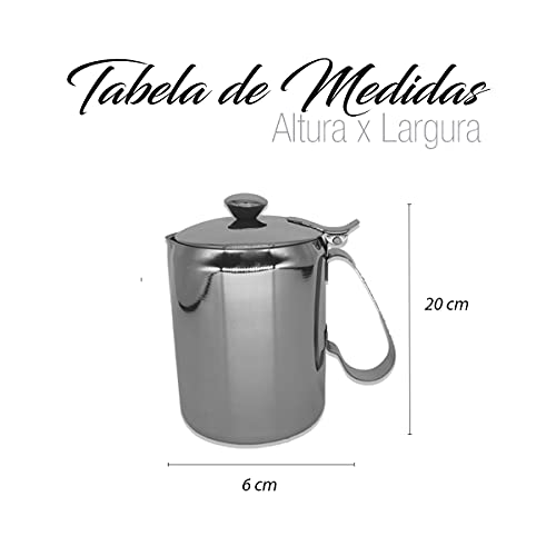 Leiteira Inox 600 ML com Tampa