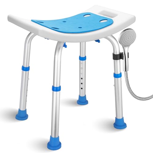 pxsulliao Bath Seat Bathroom Bathtub Shower Chair Stool for Adults, Seniors and Disabled, Elderly Tub Transfer Bench for Inside Shower (Blue, Round Foot Mats)