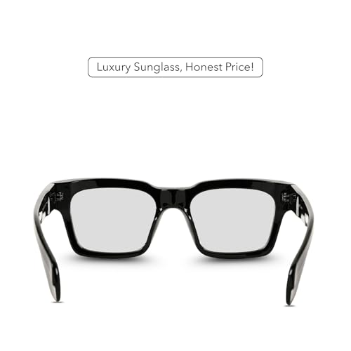 Image of MOONX Hydra S7 UV Protected Rectangular Sunglasses for Men & Women | Black PC Frame | Transparent Lens | Stylish Unisex Eyewear for Driving, Travel & Casual Outings