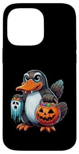 怖いハロウィーン カモノハシ ゴースト 不気味なキャンディバッグ スマホケース iPhone 14 Pro Max 用
