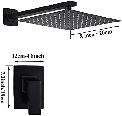 Robinet de douche noir mat complet avec pommeau de douche multi-taille et douchette à main - 2