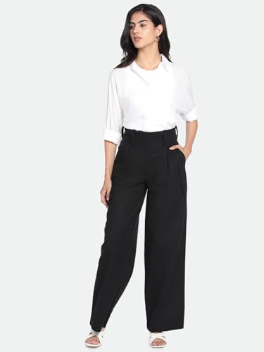 Image of DL Woman Grey Solid Mid-Rise Trousers