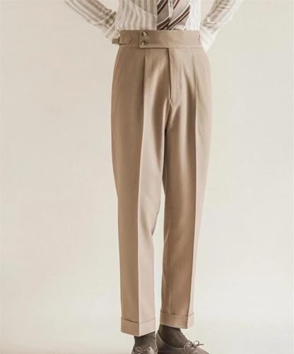 Men Slim Fit Suit Pants Business Formal Straight Trousers with Pockets Summer Casual Wear3