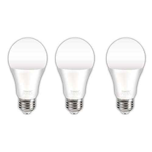 TIWIN A19 E26 LED Bulbs 100 watt Equivalent (11W),Daylight (5000K),1100lm, CRI80+, General Purpose Light Bulb, UL Listed, Pack of 3