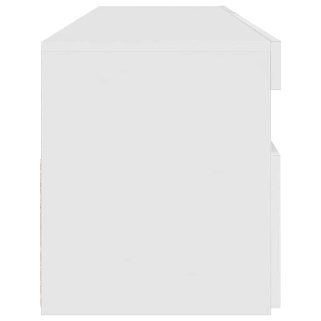 vidaXL Meuble TV avec Lumières LED, Armoire de Télévision, Meuble Télé de Salon, Armoire Basse Salle de Séjour Intérieur, Moderne, Blanc