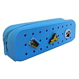 charmU - Pencil Case Pouch. Includes 3 Surprise Snap On Charms. Ideal for School Supplies, Arts and Crafts, Makeup Bag, Beach and Pool Day Essentials - Great for Boys and Girls (Light Blue)