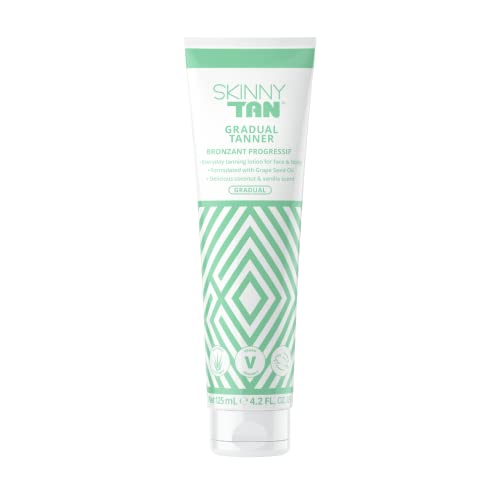 Skinny Tan Gradual Tanner - Lightweight, Fast-Absorbing Formula - Delicious Coconut and Vanilla Scent - Enriched with Aloe Vera and Guarana - Nourishes and Hydrates Skin - 4.2 oz Bronzer