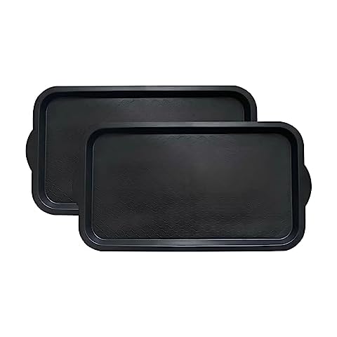 PetLike Boot Tray for Entryway, Pet Food Mat Tray, Waterproof Rubber Shoe Tray for Indoor and Outdoor, Multi-Purpose Tray for Boots, Shoes, Pets, Garden (Black, 2PACK 29.5X16 INCH) Cover
